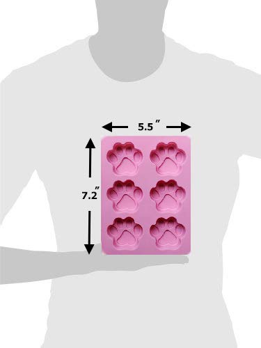 Set Of Two Dog Paw Print Silicone Mold For Homemade Dog Treats Paw For Baking Chocolate Candy, Oven Microwave Freezer Safe (Pink