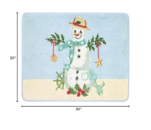 Avanti Linens - Bath Mat, Cotton Bath Rug With Non-Slip Backing, Christmas Decorations (Coastal Snowman Collection, 20'' X 30'')