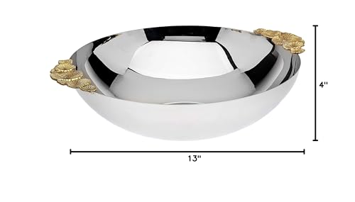 Godinger Salad Bowl, Serving Bowl, Soup Bowl, Dinner Bowl With Gold Handles 13X12