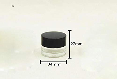 2Pcs 5Ml / 5Gram Small Litter Cute Round Empty Refillable Transparent Glass Bottle Jars Pot Container With Black Cap For Makeup