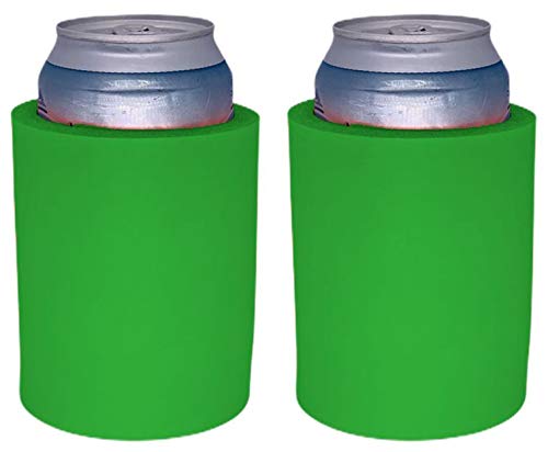 Blank Thick Foam Old School Can Cooler (2 Pack, Neon Green)