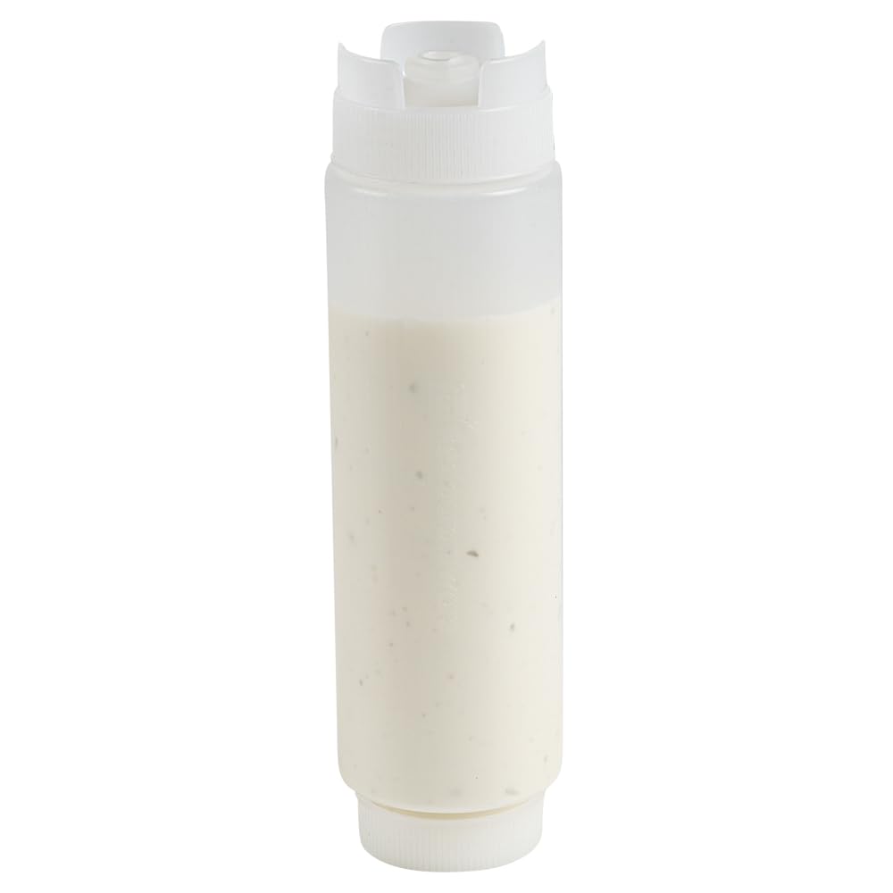 Restaurantware 16Oz. Fifo Inverted Plastic Squeeze Bottle With Refill And Dispensing Lids - First In First Out - Perfect For Res