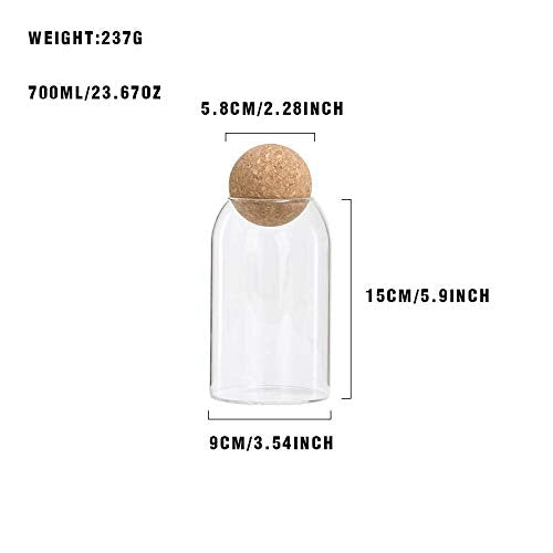 Svy Glass Storage Jar With Airtight Seal Wood Lid Ball Clear Jar (700 Milliliter)