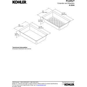 Kohler K-5544-0 Prolific Colander And Washbin, White