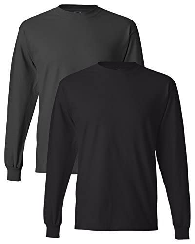 Hanes Mens 61 Oz Long-Sleeve Beefy-T(5186)-Blacksmoke Gray-3Xl