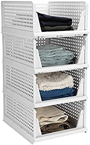 Urban Luxy Stackable Wardrobe Storage Box, Foldable Clothes Shelf Baskets, Folding Containers Bins Cubes, Perfect For Kitchen, O