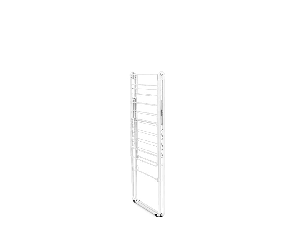 Brabantia HangOn Laundry Drying Rack (20m / Fresh White) Compact  Foldaway  Adjustable Indoor Stainless Steel Clothes Horse
