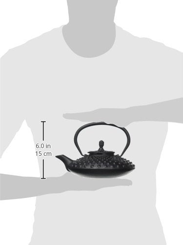 M.V. Trading New Star International T8100 Cast Iron Mocha Tea Set With Trivet, 27 Oz, Black