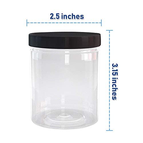 Healthy Packers 6 oz Plastic Jars with Lids (12 pack) - Clear Empty Containers for Body Lotions  Creams  Butters - Great for Storage and Organization of Crafts  Teas  and Spices