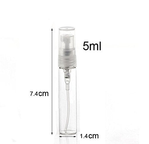 Elfenstal- 10Pcs Mini Clear 5Ml 1/6Oz Atomizer Fine Mist Empty Glass Bottle Spray Refillable Fragrance Perfume Scent Sample Bott