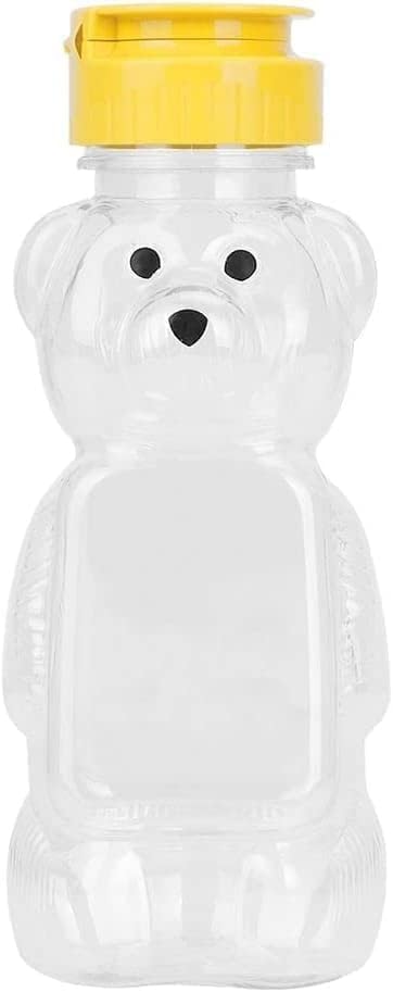 Kayno 8Oz Plastic Bear Honey Bottle Jars, Empty Honey Squeeze Bottle With Flip-Top Lid For Storing And Dispensing, Yellow Flap C