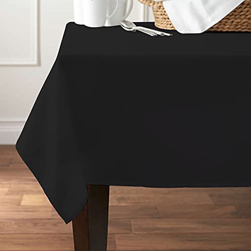 Pomp Black 70 Inch Round Premium Polyester Tablecloth  Wrinkle + Stain Resistant Easy Care Fabric  Fits Round Table