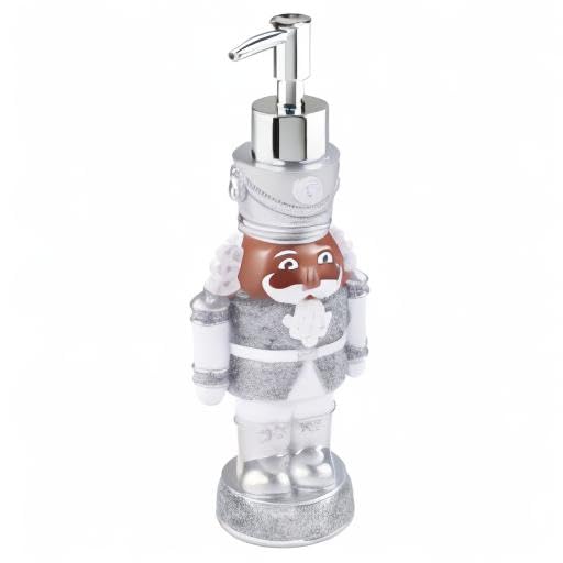 Avanti Linens - Soap Dispenser/Lotion Pump, Christmas Bathroom Decor (Holiday Collection, Silver Nutcracker)