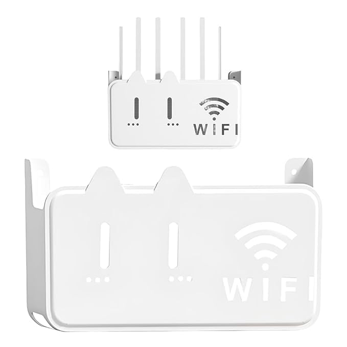 Kyraton SelfAdhesive Wifi Storage Box, Wifi Router Holder Case Wall MountUniversal Wall Shelf For Modem, SetTop Box, Smart De