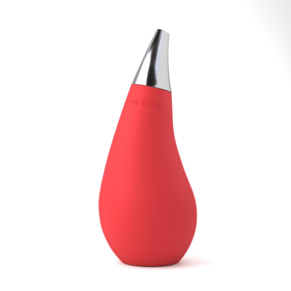 Kitchen Bathroom Counter Top Squeezable Soap Dispensers Tear Drop Shape Bottle (Red, 7Oz)