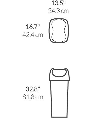 Simplehuman 60 Liter / 16 Gallon Swing Lid Trash Can, Black Plastic