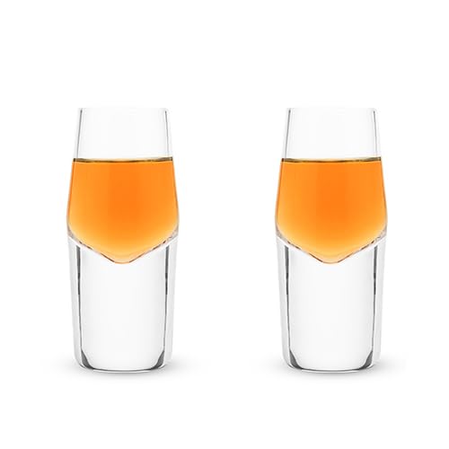 Viski Crystal Heavyweight Shot Glasses Set Of 2 - Premium Crystal Clear Glass, Stylish Shot Glasses, Shot Glass Gift Set, 2 Oz