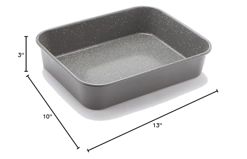 casaWare Ceramic Coated NonStick Lasagna/Roaster Pan 13 x 10 x 3-Inch (Silver Granite)