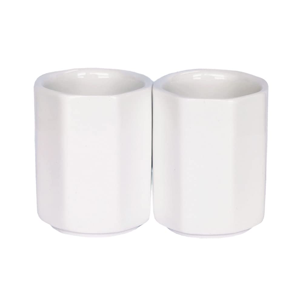 Sizikato 2Pcs Simple Pure White Octagon Ceramic Toothpick Holder.