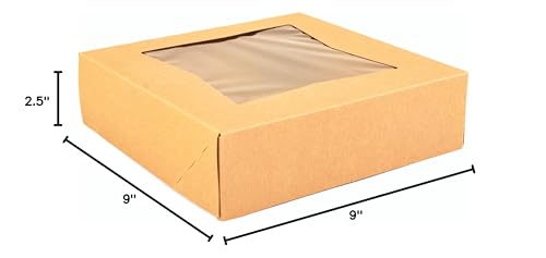 Sct Kraft Window Bakery Boxes, 9 X 9 X 2.5, Brown, Paper, 200/Carton