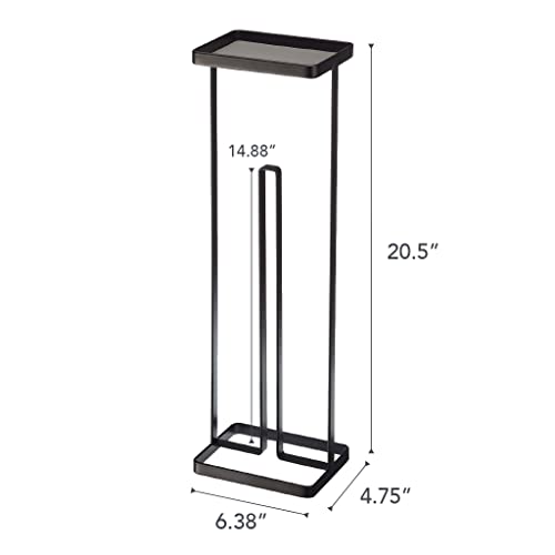 Yamazaki Home Roll Stand With Tray | Steel | Toilet Paper Stocker, One Size, Black