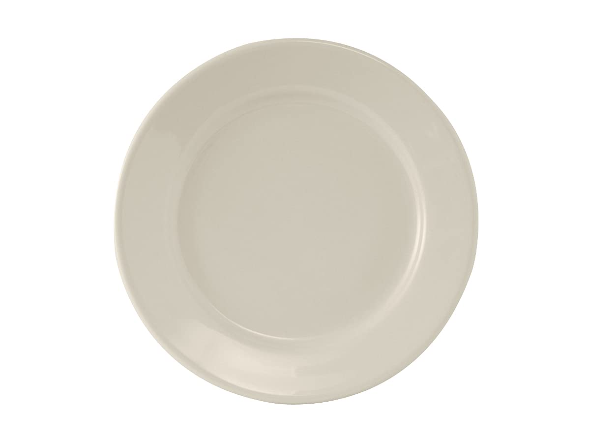 Tuxton China Tre-008 Plate, 9'' Dia., Round, Wide Rim, Rolled Edge, Microwave & Dishwasher Safe, Oven Proof, Fully Vitrified, Le