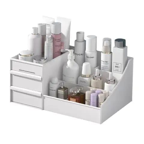 K.B. Sales Desktop Makeup Organiser Cosmetic Storage Box With 2 Drawers For Lipstick, Skin Care Products  Plastic Case Holder F