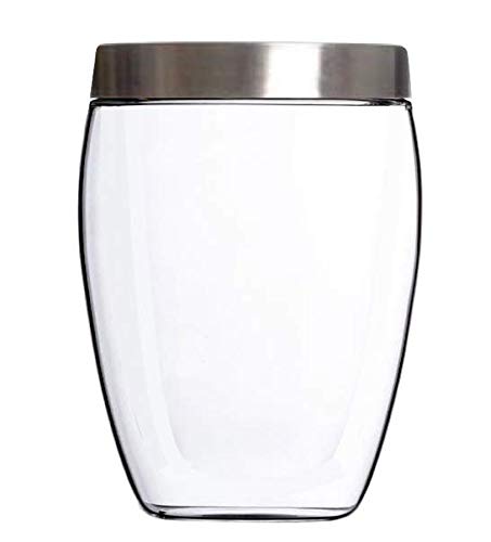 Homies, 1 Piece, Stainless Steel Plated Glass Kitchen Canister, Airtight Food Storage Canisters, Visible Window Seasoning Cereal