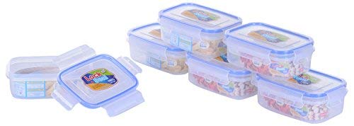 Ski Lock & Seal Plastic Kitchen Storage Airtight Container Set For Kitchen Storage Plastic Containers Transparent 6Pcs Set 450 