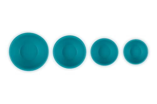 Le Creuset Fa205-17 T Silicone Prep Bowls, 1/4C, 1/3C, 1/2C & 1 Cup, Caribbean