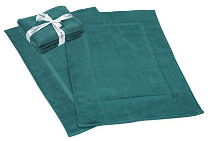 Hillfair 900 Gsm-Hotel-Spa Tub-Shower Bath Mat Floor Mat - (2 Pack, Teal, 21 Inch By 34 Inch) - 100% Ringspun Cotton Bath Mat/Ba