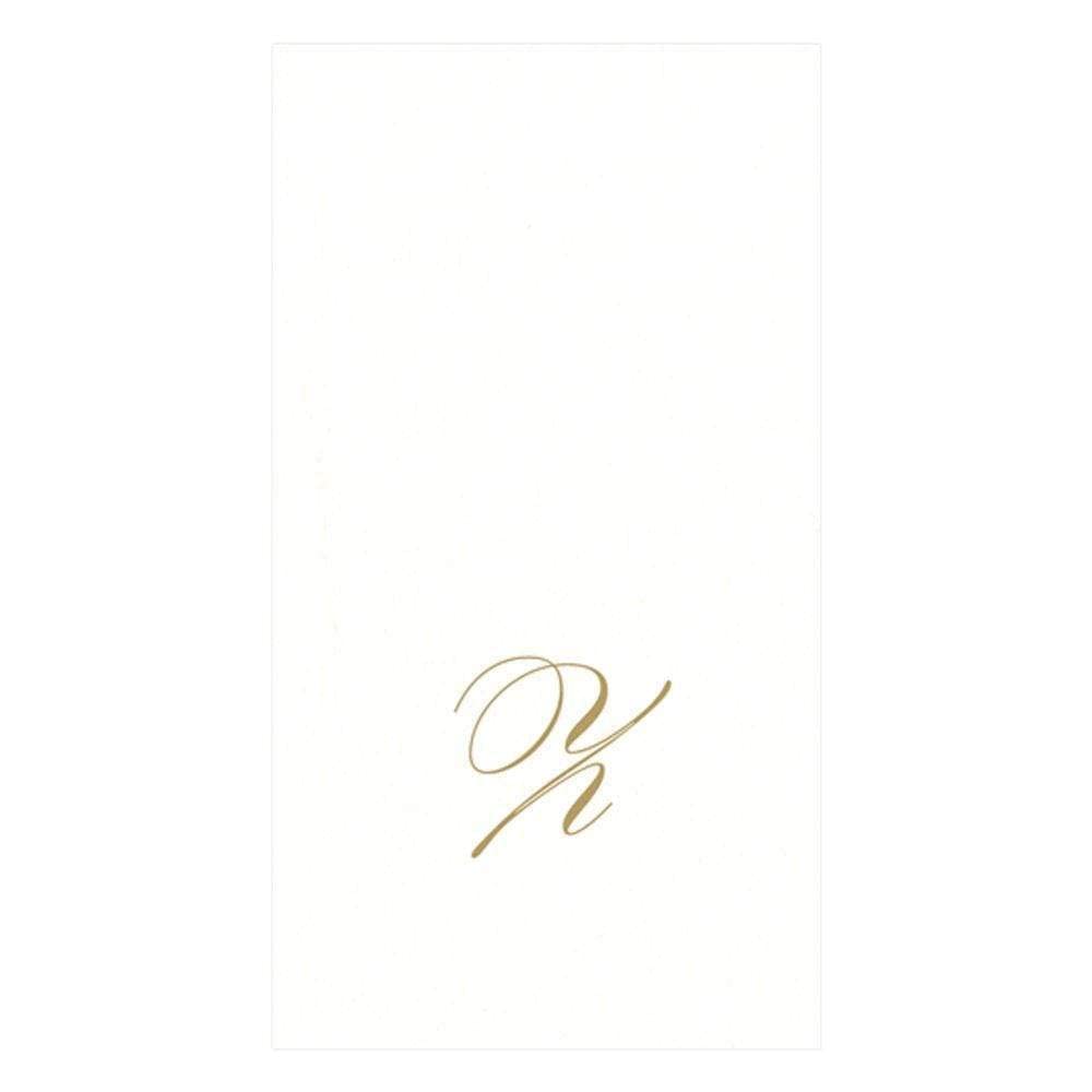 Caspari White Pearl & Gold Paper Linen Boxed Guest Towel Napkins In Letter Z - Pack Of 24
