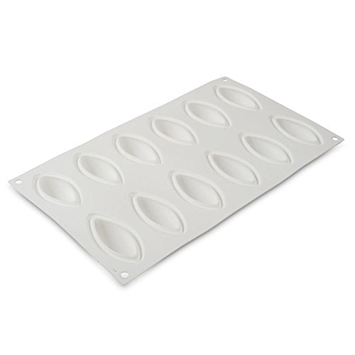 Silikomart Professional White Non-Stick Quenelle Mold 12 Cavities