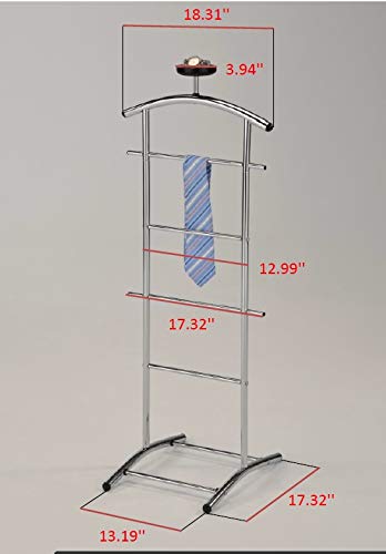 Kings Brand Furniture - Lebedev Metal Suit Valet Stand, Clothes Rack, Chrome