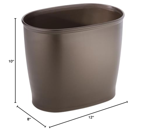 Idesign Oval Plastic Trash Can For Bath, Bedroom, Office - The Kent Collection - 12'' X 8'' X 10'', Bronze