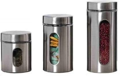 Hari Enterprise Stainless Steel Kitchen Canister, Airtight Food Storage Jars With Lid, Visible Window Seasoning Cereal Container