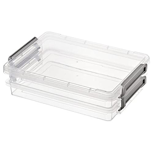Merishopp 2Xabs Storage Box 3 Deck Portable Stackable Clear A4 File Box Project Case