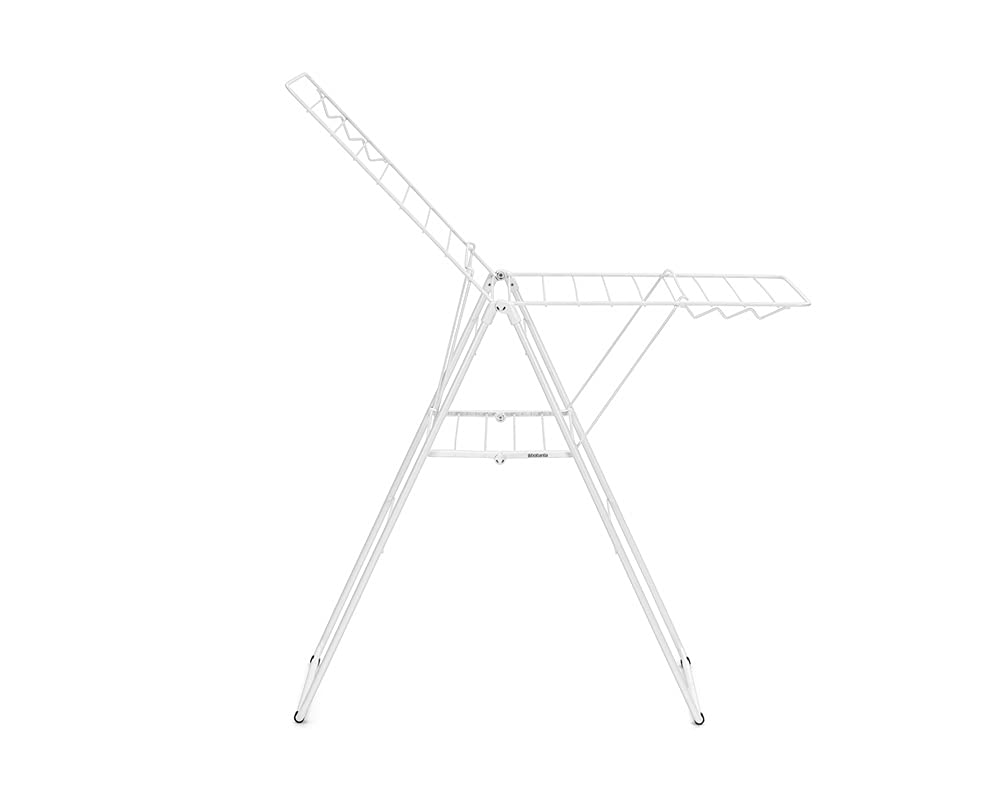 Brabantia HangOn Laundry Drying Rack (20m / Fresh White) Compact  Foldaway  Adjustable Indoor Stainless Steel Clothes Horse