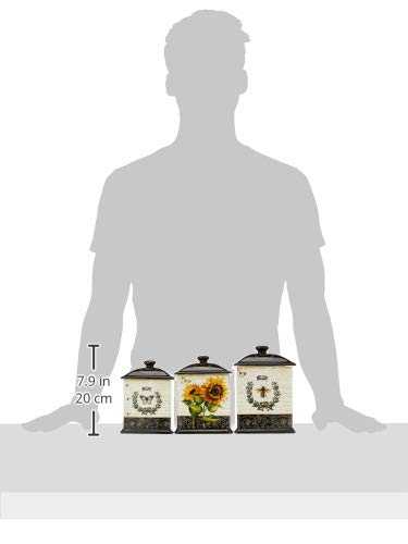 Certified International 3 Piece French Sunflowers Canister Set, 56 Oz/60 Oz/96 Oz, Multicolored