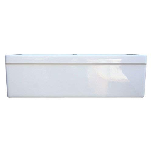 Whitehaus Collection Whqdb532-White Fireclay Kitchen Sink, 33'' X 20'', White/Brushed Nickel