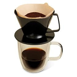 Fino Pour-Over Coffee Brewing Filter Cone, Number 1-Size, Black, Brews 1 To 2-Servings, Set Of 2