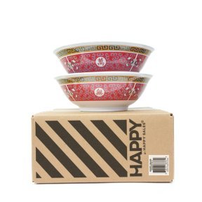 Happy Sales Longevity Design Melamine Oriental Pho Noodle Soup Bowl (Set Of 2), 36 Oz, Multicolor,100 Ml