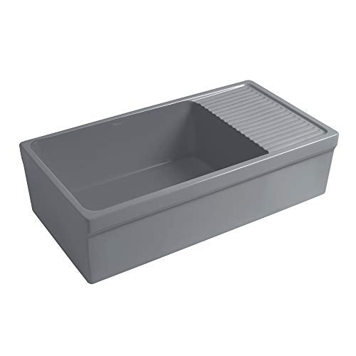 Whitehaus Collection Whqd540-M-Cement Quatro Alcove Kitchen, Fireclay, Front Apron Sink, Matte, Cement