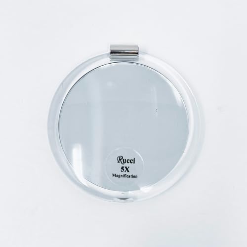 Rucci 3-in-1 Magnifying Compact Mirror  Clear Acrylic  4 Inch Diameter