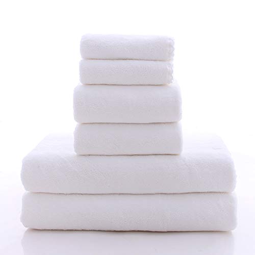 MOONQUEEN Ultra Soft Towel Set - Quick Drying - 2 Bath Towels 2 Hand Towels 2 Washcloths - Microfiber Coral Velvet Highly Absorbent Towel for Bath Fitness  Sports  Yoga  Travel (White  6 Pieces)