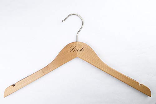 Nahanco B20017Eng Bridal Hanger, Natural Wood Hanger Engraved With (Bride), 17    (1 Piece), Natural W/Engraved Print