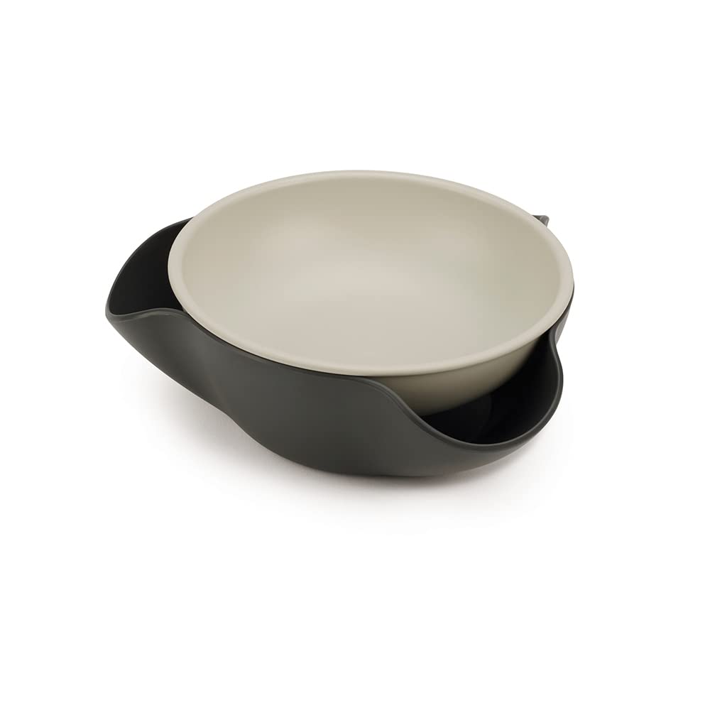 Joseph Joseph Double Dish Pistachio Bowl And Snack Serving Bowl, Gray With Food Waste Compartment Bpa-Free - Gray