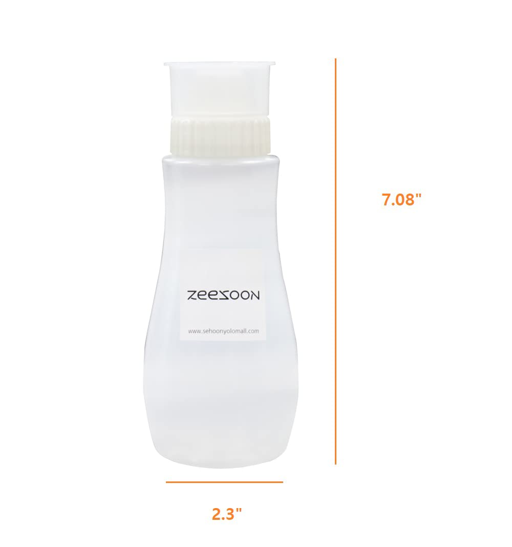 Zeesoon 5 Hole Sauce Plastic Squeeze Squirt Condiment Bottles Dispenser For Ketchup Jam Mayonnaise Mustard (White) 12.8 Oz