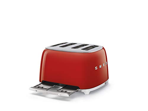 Smeg 50S Retro Line Red 4X4 Slot Toaster