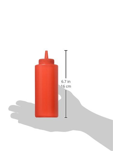 Winco Squeeze Bottles, 12-Ounce, Red, Medium, 6-Piece